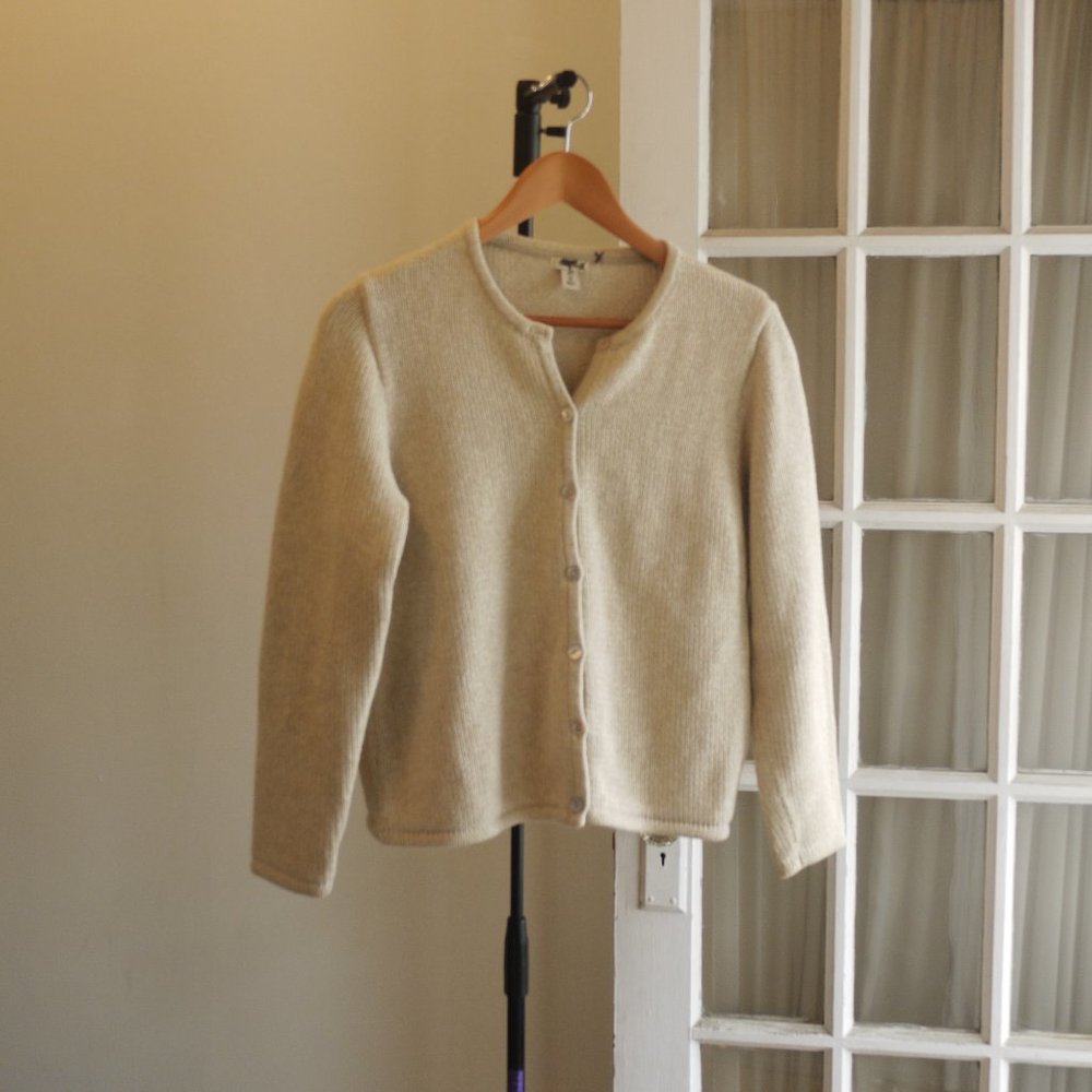 L.L. Bean 100% Cotton Petite Cream Cardigan